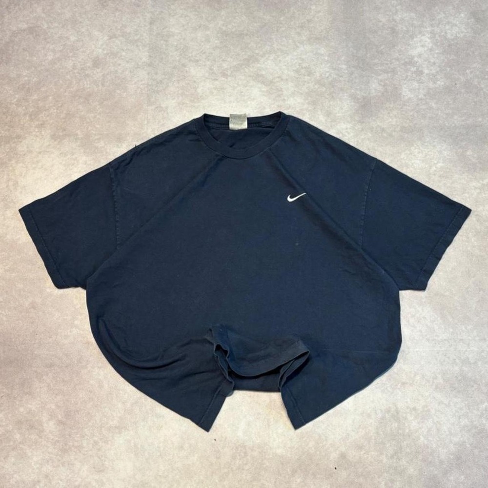 Vintage Y2K Nike Swoosh Navy Blue Graphic T Shirt Mens Fits XL